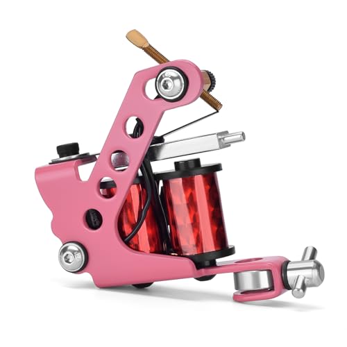 ATOMUS 10-Wrap Liner Coil Tattoo Machine Iron Frame Tattoo Gun with 10 Coils for Line Work Cast Iron Body Low Noise Tattoo Artist Tool