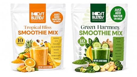 Boost Blends Smoothie Variety Pack 2 Delicious Flavors - Freeze-Dried Smoothie Powder - 100% Real Fruits - Healthy On the Go Nutrition