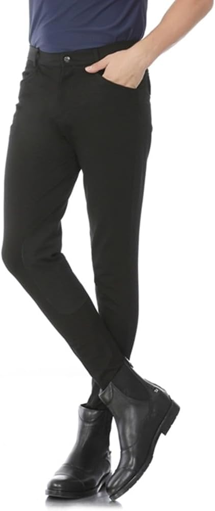 Mens Knee Patch Show Equestrian Breeches Horse Riding Pants Zipper Pockets Horseback Riding Clothes