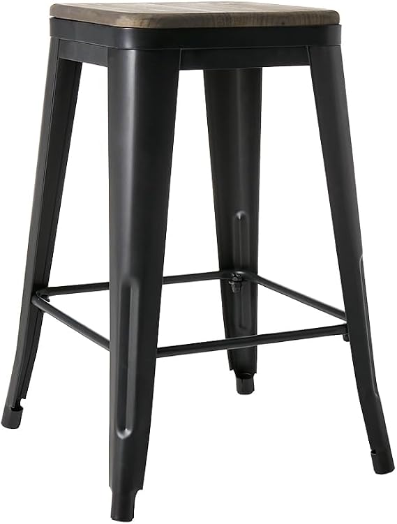The Lakeside Collection Metal and Wood Counter Stool - Counter Black, 2137025