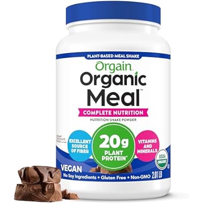 Orgain Organic Vegan Meal Replacement Protein Powder, Creamy Chocolate Fudge - 20g Plant Based Protein, Gluten Free, Dairy Free, Lactose Free, Soy Free, No Sugar Added, For Smoothies & Shakes - 2.03lb