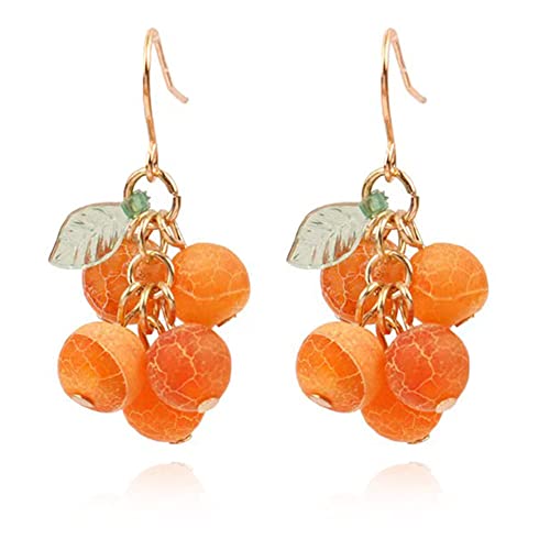 Boho Retro Handmade Fruit Orange Earrings Unique Tassels Cute Creative Dangle Drop Earrings For Women Jewelry Gifts