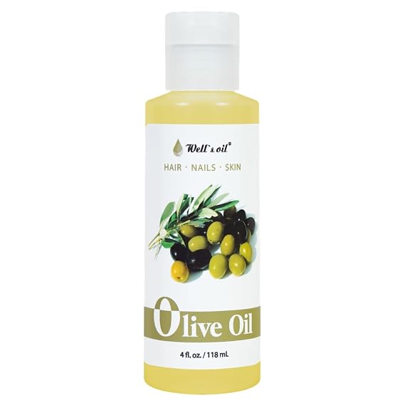 Wells Oil Olive Oil | 4 fl oz (118 ml) | 100% Pure & Refined | Multi-Use Oil for Hair, Skin & Nails | Ideal for Beauty & Massage