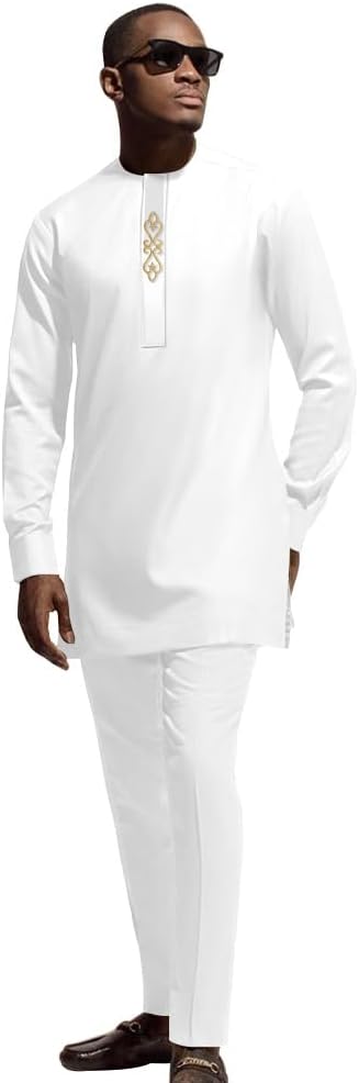 Men's African Outfits,Dashiki 2 Piece Set Attire Tracksuit Shirt Pants