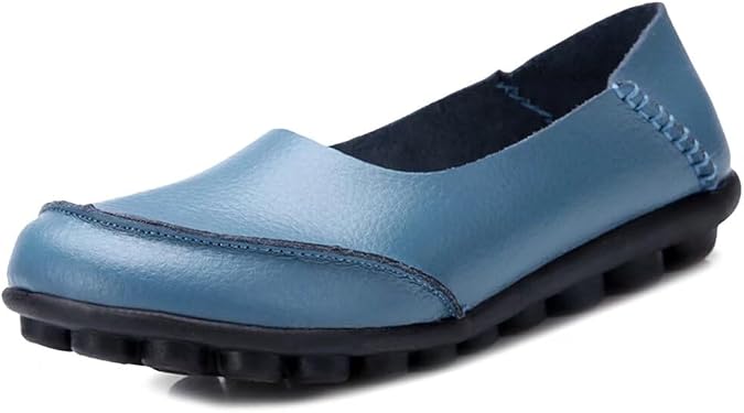 Women's Cowhide Leather Loafers Flats Moccasins Slip-On