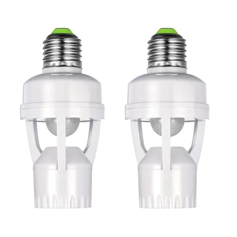 PIR Hareket Sensörlü 2 Parça E27 Lamba Tutucu Adaptörü İnsan Varlığı Dedektörü AC100-240V