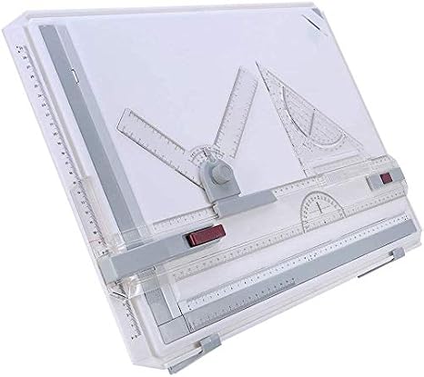 A3 Drawing Board Table Set, Drafting Table Drawing Board Ergonomic Multi-Funtion Metric Graphic Architectural Sketch Board with Clear Rule Parallel Motion and Adjustable Measuring System Angle