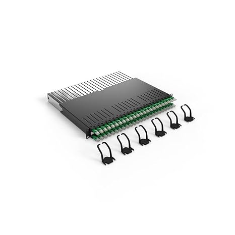 PATCHBOX 365 Cat.6a - 24-Port Patch Panel with Retractable Cable Management System for 19 Racks, Includes Flat 10GB Network Cables for Easy Network and Server Rack Setup (STP, Green, 0.8m / 8RU)