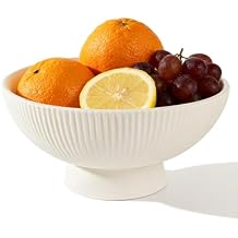 Decorative Bowl 8 Inch Fruit Bowl for Kitchen Counter Modern Pedestal Footed Centerpiece Bowl for Coffee Table & Home Decor Fall Catch-All Bowl for Key, Candy, White
