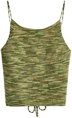 SweatyRocks Womens Sleeveless Space Dye Knit Camisole Criss Cross Backless Crop Top