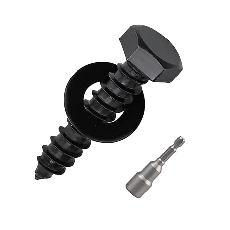 20-Sets 1/4 x 1-1/4" Black Hex Head Lag Screws & Flat Washers, Heavy Duty Wood Lag Screws, 304 Stainless Steel (18-8), 1/4" Bolt