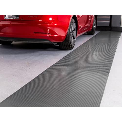 G-Floor Vinyl Garage Runner Ribbed Channel Pattern Slate Grey, 26 x 24