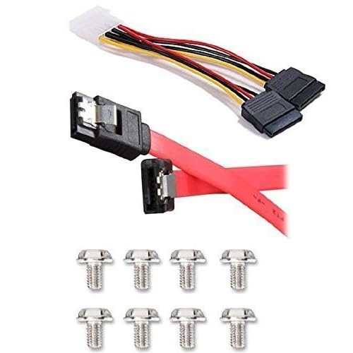 iMBAPrice Sata Opitcal Drives Install Kit including 8x Optical Screws, 1xSATA 2.0 & 1x SATA Power Cable for all ASUS, LG, Lite-On, SONY, Samsung, BestDuplicator Sata Optical Drive, DVD Burner, Blu-Ray BurnerDrive and More
