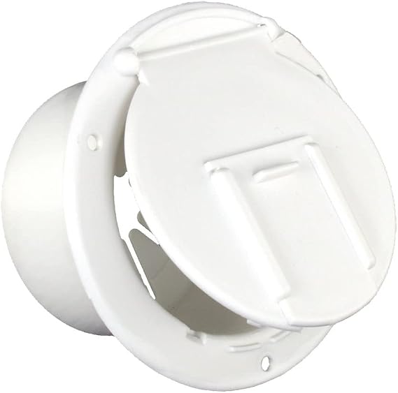 Thetford|B&B Molders RV Replacement Parts and Accessories Camper Round Electrical Cable Cord/Jack Cover Hatch with Back Polar White PN 94328