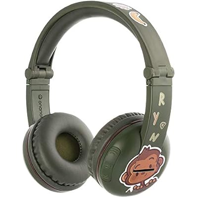 ONANOFF BuddyPhones Play, Wireless Bluetooth Volume-Limiting Kids Headphones, 18-Hour Battery Life, 4 Volume Settings, Anti-Allergic Earpads, BuddyCable for Sharing, Green