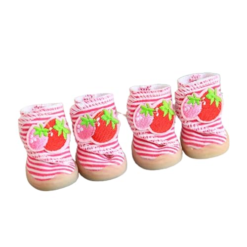 NovaEcho Non-Slip Durable Outdoor Dog Shoes with Fruit Stripes and Rubber Sole Boots for Cats and Dogs