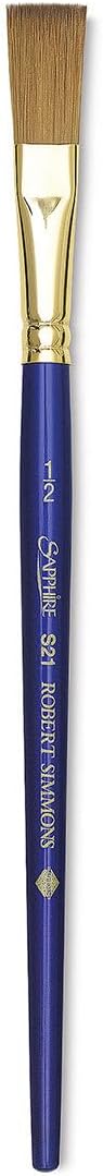 Robert Simmons Sapphire Brushes - Short Handle One Stroke Flat Washes - 1/2"