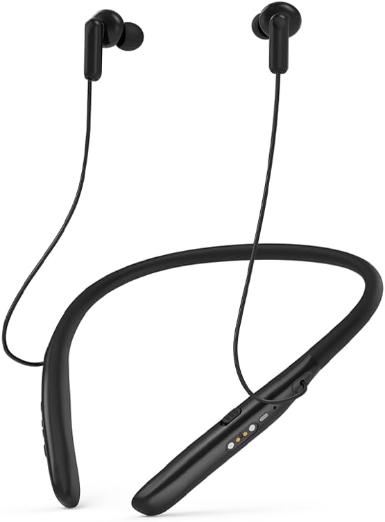 Neckband Hearing Aids for Seniors,16-Channel Bluetooth Hearing Aid,Noise Cancellation & IPX5 Durability,Rechargeable Hearing Amplifier with Adaptive Sound