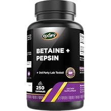 Oxify Betaine + Pepsin | 250 Capsules | Gluten-Free, Non-GMO | Supplement Made in USA