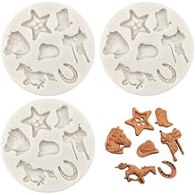 3 PCS Western Cowboy Theme Silicone Molds, Feather Arrow Boot Horseshoe Hoof Fondant Mold for Western Cowboy Theme Cake Decoration Cupcake Topper Candy Gum Paste Clay
