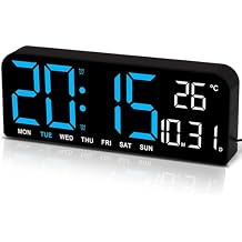 JoFomp LED Digital Wall Clock Decorative, 10" Digital Alarm Clocks for Bedrooms, Digital Clock Large Display with Temperature/Countdown/Auto Dimmer/Snooze - 12/24H, Modern Wall Clock Digital for Kids