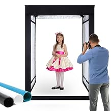48"x56"x40" Large Photo Studio Light Box Photography, 6 Light LED Panels Dimmable Shooting Tent with 3 Color Backdrops Continuous Lighting Softbox for Model Clothing Photography