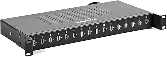 16-Port USB Charging Hub Station, Black, Horizontal, 5V,3A/200W USB Charger Output
