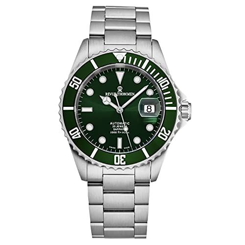 Revue Thommen Mens 17571.2129 Diver Green Dial Stainless Steel Swiss Automatic Watch