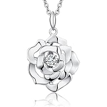 jiamiaoi Rose Necklace 925 Sterling Silver Necklace for Women, Mtohers Necklace Womens Jewelry Gift for Her