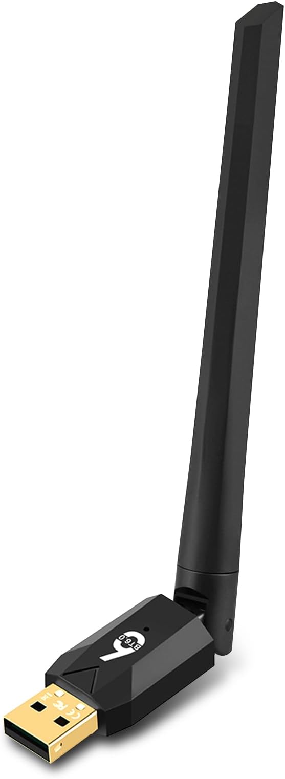 Bluetooth Adapter 6.0 with Long Transmission Range Up to 5 Devices Simultaneously Long Range Low Latency for PC Long Distance USB Dongle Stick Plug and Play