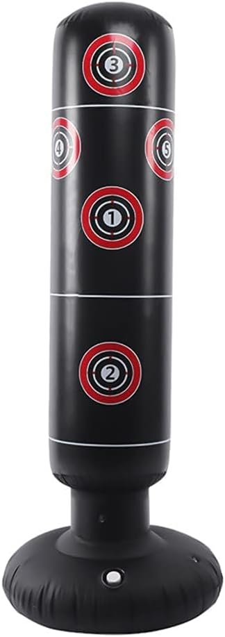 Inflatable Punch Bag for Kids, 160cm Inflatable Heavy Boxing Bag, Free-standing Target Stand Tumbler Black, Punching Kick Training Tumbler Bag for Relieving Pressure Body Building