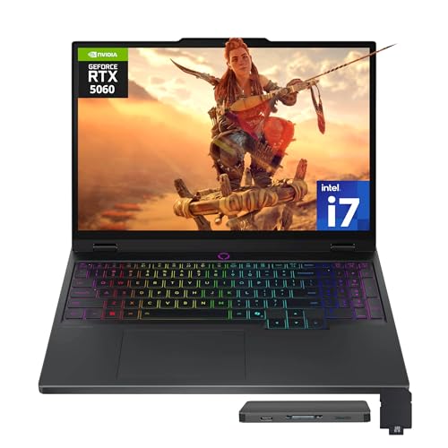 Lenovo Legion 5 15.1 WQXGA 165Hz Gaming Laptop, Intel i7-14700HX, 64GB DDR5, 2TB PCIe SSD, GeForce RTX 5060, RGB Backlit Keyboard, 5.0MP Camera, Wi-Fi 7, Win 11 Pro, Gray, 1TB Docking Station Set