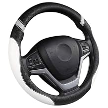 Car Steering Wheel Cover for Suzuki Vitara 2015 2016 2017 2018 2019 2020, Steeringwheel Covers Protective Guard Non-Slip Breathable Four Seasons Interior Accessories,H/White