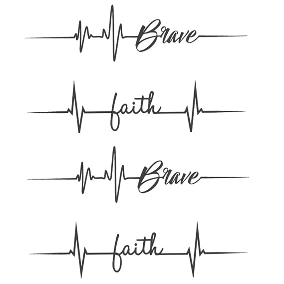 Semi Permanent Temporary Tattoo for Adults, 2 Sheets Heart Words Quotes Brave Faith Small Tiny Hand Neck, Waterproof Realistic Fake Stickers, Long Lasting 7-14 Days Body Art
