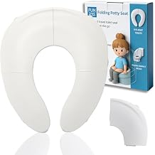 Funbliss Foldable Travel Potty Seat for Toddlers,Potty Training Toilet for Toddlers with Safety Suction Cups, Includes Storage Bag,Essential for On-the-Go Potty Training,White