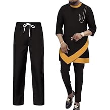 African Suits for Men Dashiki Outfit 3/4 Sleeve Traditional Mens Formal Attire Slim Fits Nigerian Clothes 2 Piece