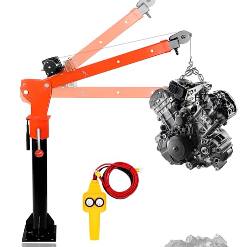 Truck Bed Hoist 2000LBS, Heavy Duty Electric Truck Crane with 4500LBS 12V Winch, 360 Rotation Jib Crane, 3-Position Adjustable Boom, Folding Truck Bed Crane for Lifting Goods in Construction Sites