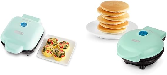 DASH Deluxe Egg Bite Maker with Mini Griddle for Individual Pancakes and other On-The-Go Meals (Aqua)