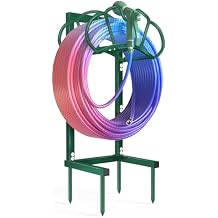 Qatsrin New Garden Hose Holder, Super Stable Water Hose Holders Stand Holds 160-Feet Hose, Rustproof Freestanding Hose Storage Hanger Rack for Outside Yard Lawn Farm, Green