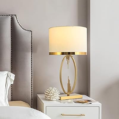 chao zan table lamp modern light luxury style fabric shade decorative metal base e27 table lamp bedside lamp h x d 49 x 25 cm gold color  white [energy class f]