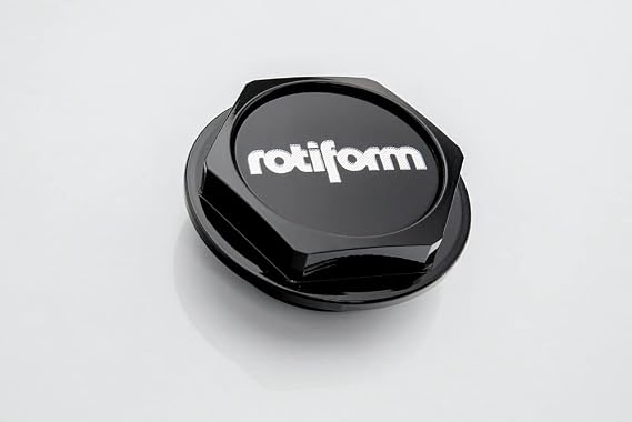 Rotiforms Gloss Black Wheel Center Hub Cap Chrome Logo 3-7/8"OD Screw-in