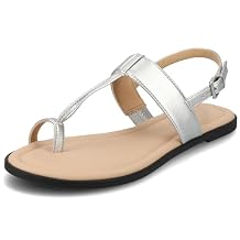 Journee Collection Womens Gerra T strap Toe Ring Sandals Open Round Toe Buckle Cushioned Flat Sole Summer Shoes