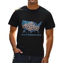 Afwerirc Labor Day Shirt, Mens T-Shirts, Cotton Graphic Tees for Men, Stylish Mens Summer Shirts, American Map Patter Prints, Black, Size XL