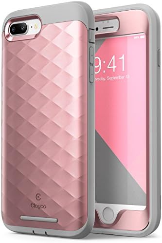 Clayco iPhone 8 Plus Case, iPhone 7 Plus Case, Hera Series Full-Body Rugged Case with Built-in Screen Protector Compatible with Apple iPhone 7 Plus 2016 iPhone 8 Plus 2017 Rosegold