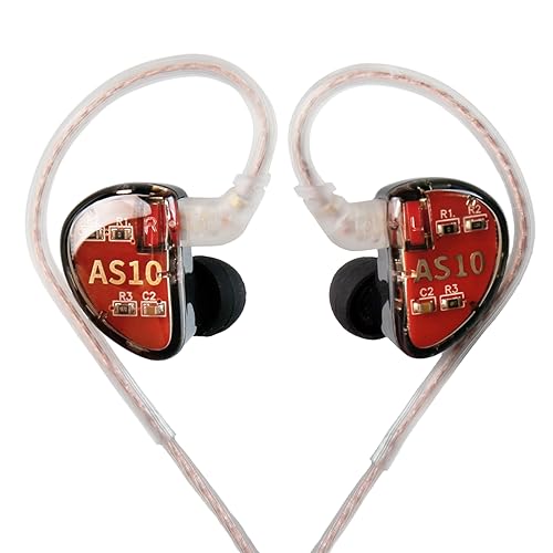 KZ AS10 Monitors Headphone Earbuds 5 Balanced Armature Driver, Noise Cancelling Headphones Wired IEMS Earphones with 2 Pin Detachable Cable for Musician Singer Church