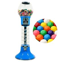 Gumball Machine with Stand & 15 LB Gumballs Refill - 4 FT Commercial Spiral Bubble Gum Machine - Coin Mechanism $0.25 Dispenses 1 Gumballs - Vending Machines for Kids