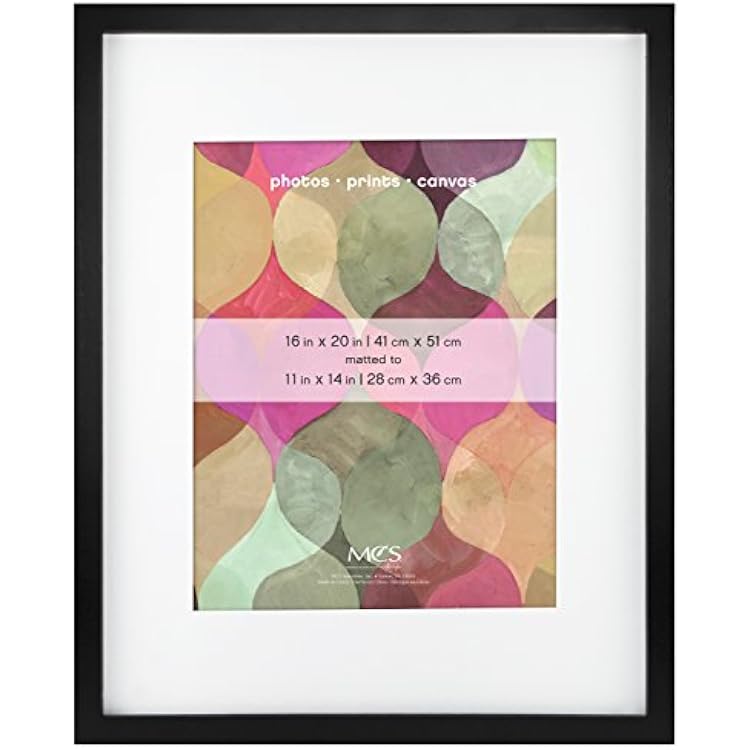 MCS 16x20 Inch Art Frame with 11x14 Inch Mat Opening, Black 47565