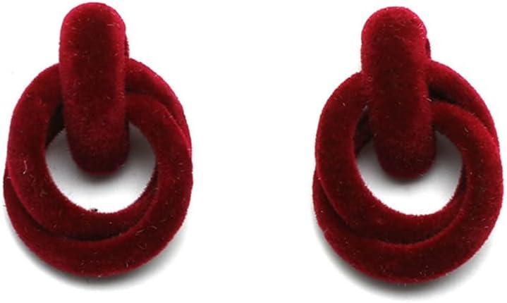Vintage Velvet Earrings for Women Girls Boho Handmade Geometric Round Circle Hoops Drop Dangle Stud Earring Hypoallergenic Retro Christmas Winter Holiday Party Jewelry Gifts