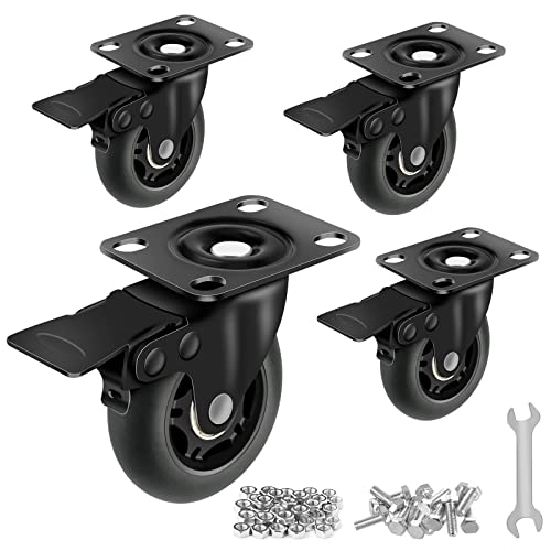 Apllamo 3 Casters Set of 4 ,4 Heavy Duty Quiet Casters, Max Load 2000LBS. Suitable to do Soft Wheels for cart, Glide Quietly and Protect The Floor, casters Set of 4 Heavy Duty.