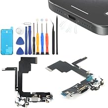 Dock Connector for iPhone 15 Pro Charging Port Flex Cable Replacement for iPhone 15 Pro USB Charger Dock Board Connector with Tools(Black)